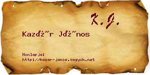 Kazár János névjegykártya